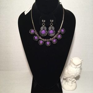Giles and Brother Necklace Shell Collar Chain & Earrings Giles & Bro Hermatite